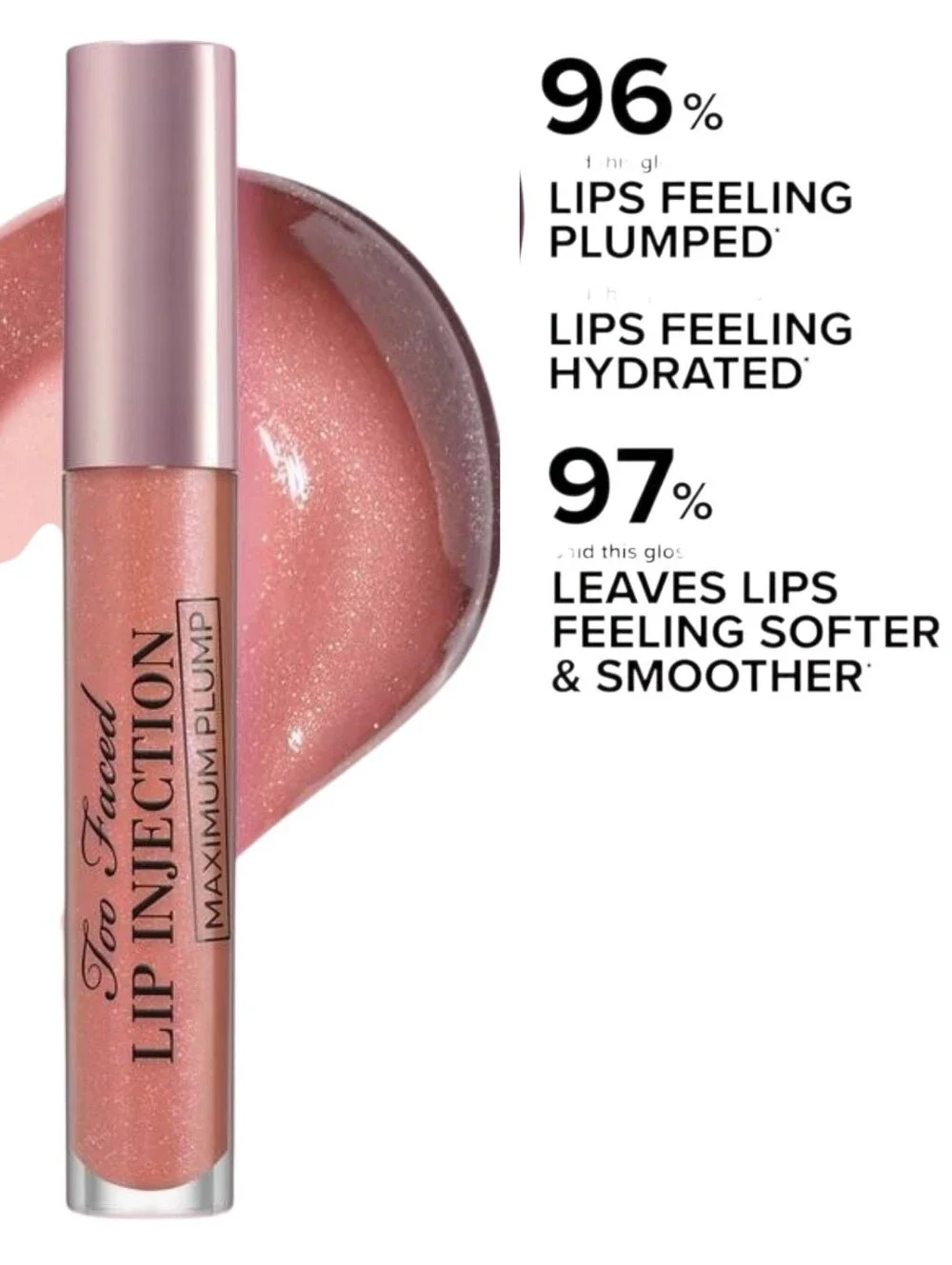 Too Faced Lip Injection Plumping Lip Gloss  Alamode Cool Tone Mauve Pink Shimmer
